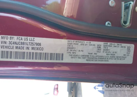 2020 Jeep Compass Latitude from USA, damaged, VIN 3C4NJCBB1LT257906